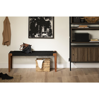 Balka Wood Bench, Black and Natural