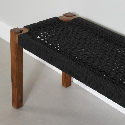 Balka Wood Bench, Black and Natural