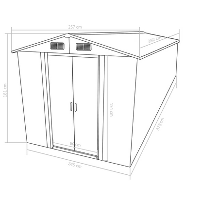 vidaXL Garden Shed 101.2"x154.3"x71.3" Metal Green