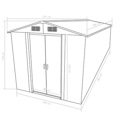 vidaXL Garden Shed 101.2"x117.3"x70.1" Metal Green