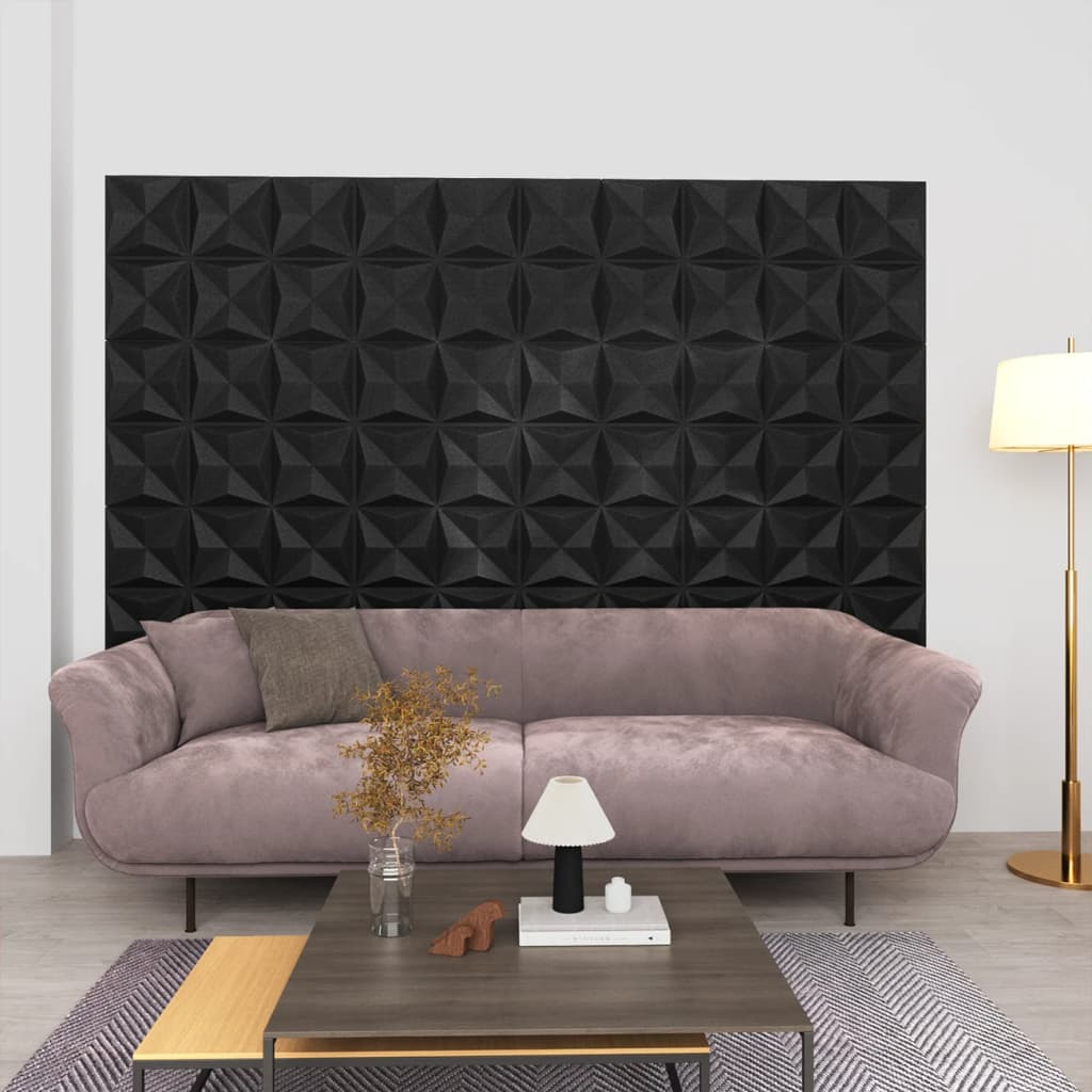 vidaXL 3D Wall Panels 24 pcs 19.7"x19.7" Origami Black 64.6 ft²