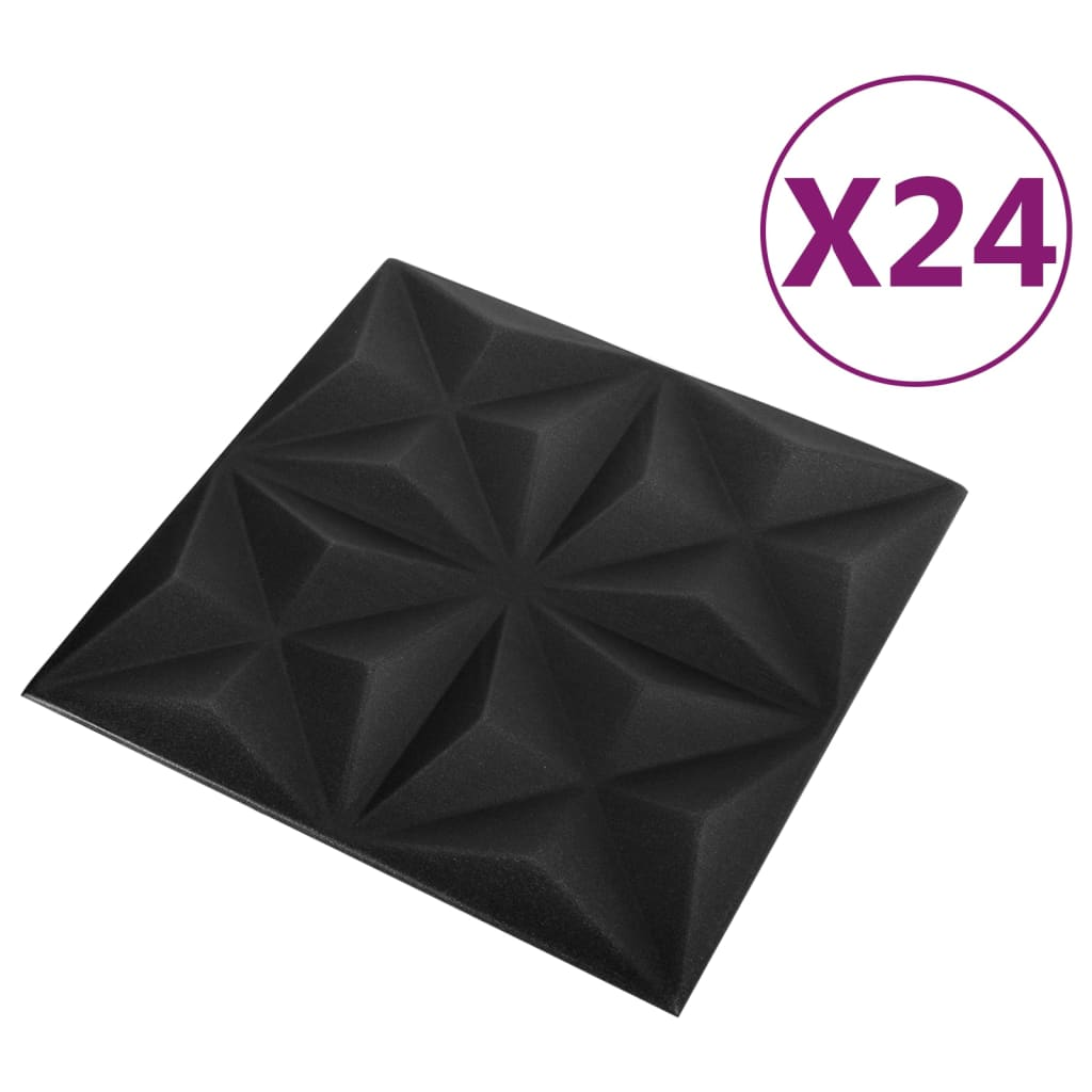 vidaXL 3D Wall Panels 24 pcs 19.7"x19.7" Origami Black 64.6 ft²