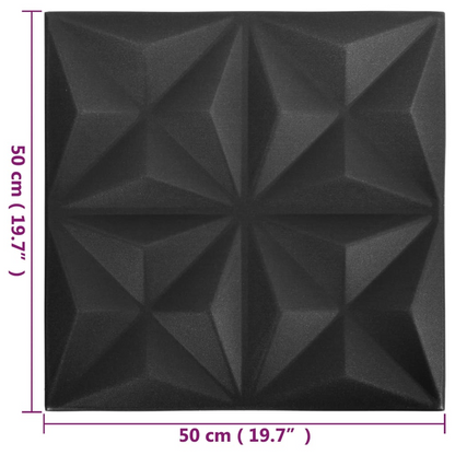 vidaXL 3D Wall Panels 24 pcs 19.7"x19.7" Origami Black 64.6 ft²