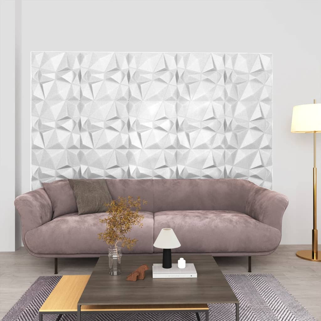 vidaXL 3D Wall Panels 24 pcs 19.7"x19.7" Diamond White 64.6 ft²