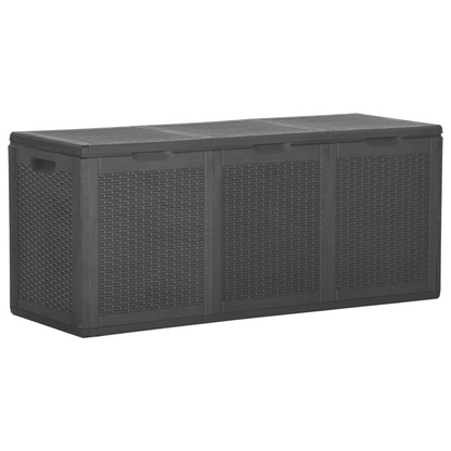 vidaXL Patio Storage Box 71.3 gal Black PP Rattan