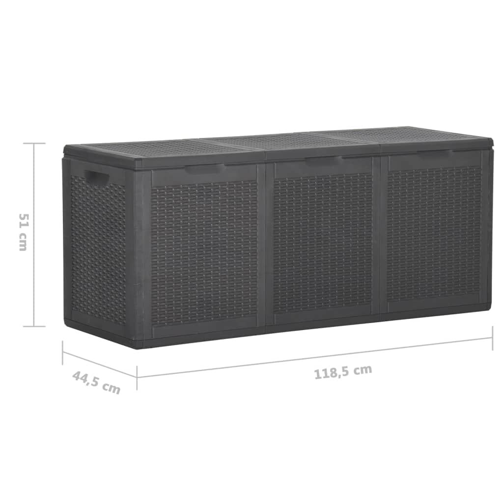 vidaXL Patio Storage Box 71.3 gal Black PP Rattan