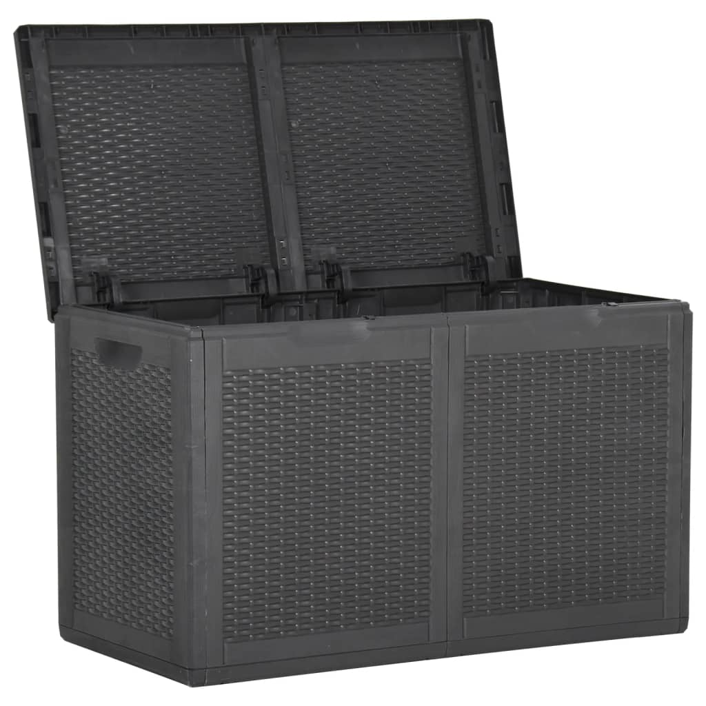 vidaXL Patio Storage Box 47.6 gal Black PP Rattan