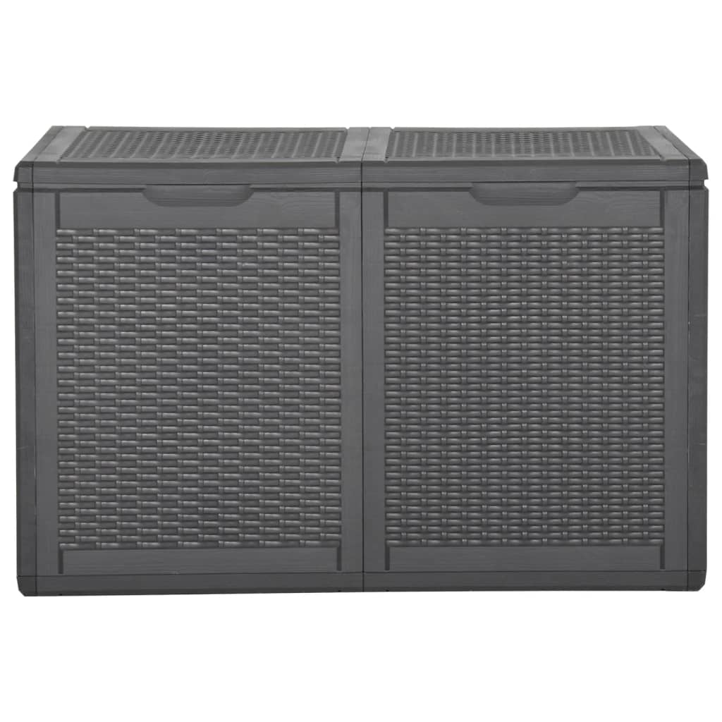 vidaXL Patio Storage Box 47.6 gal Black PP Rattan