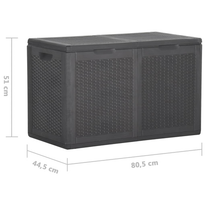 vidaXL Patio Storage Box 47.6 gal Black PP Rattan