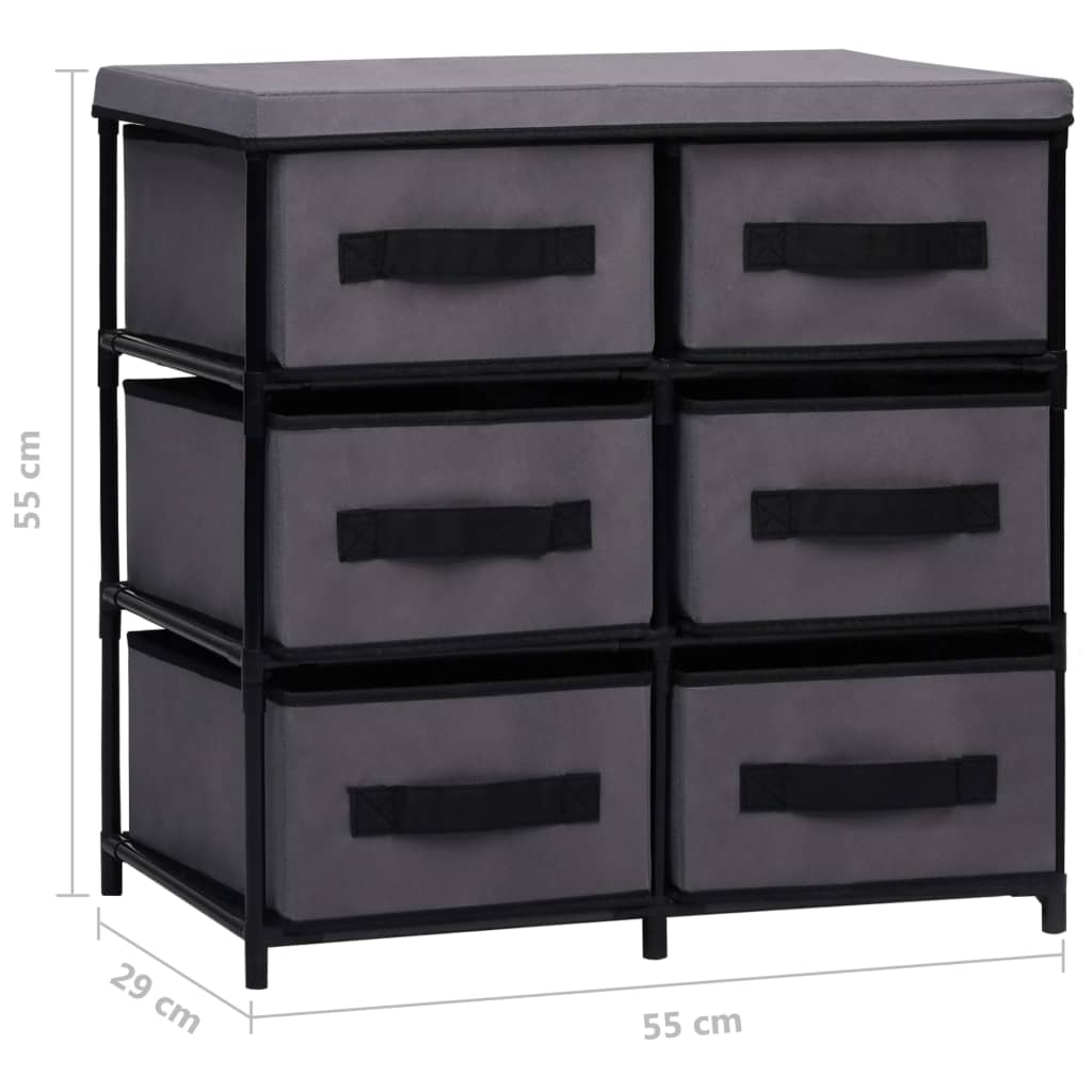 vidaXL Storage Cabinet with 6 Drawers 21.7"x11.4"x21.7" Gray Steel