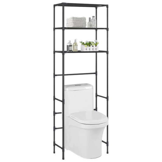 vidaXL 3-Tier Storage Rack over Toilet Black 20.9"x11"x66.5"