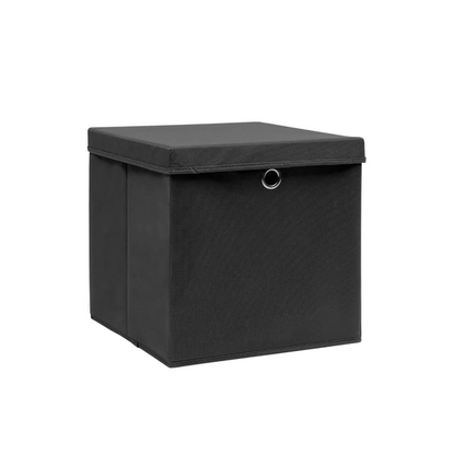 vidaXL Storage Boxes with Covers 4 pcs 11"x11"x11" Black