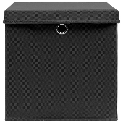 vidaXL Storage Boxes with Covers 4 pcs 11"x11"x11" Black