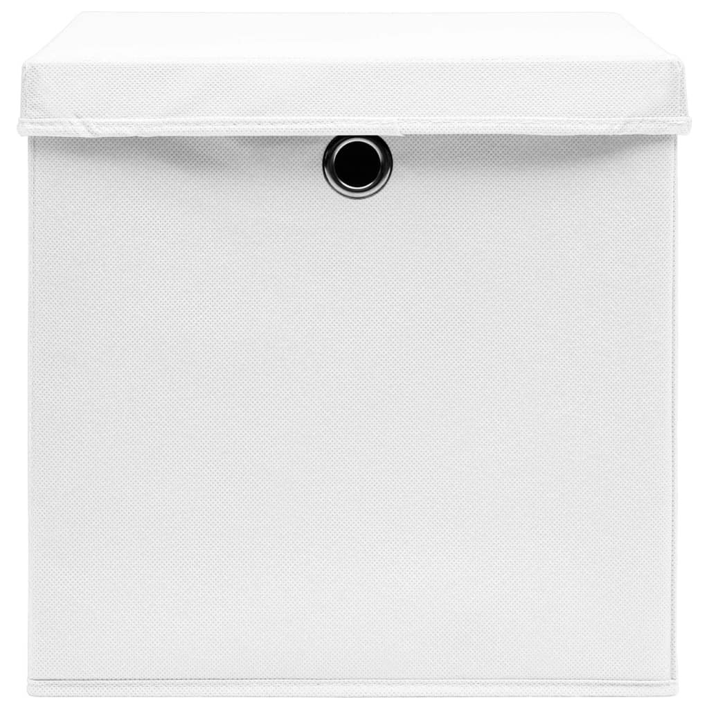 vidaXL Storage Boxes with Covers 4 pcs 11"x11"x11" White