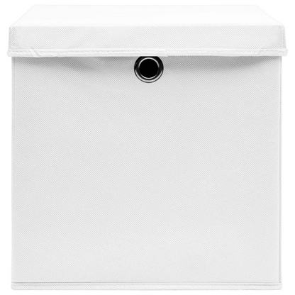 vidaXL Storage Boxes with Covers 4 pcs 11"x11"x11" White