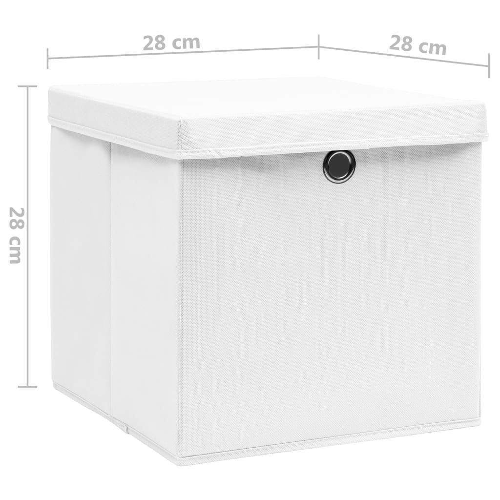 vidaXL Storage Boxes with Covers 4 pcs 11"x11"x11" White