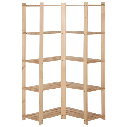 vidaXL 5-Tier Storage Corner Rack 32.5"x32.5"x66.9" Solid Wood Pine