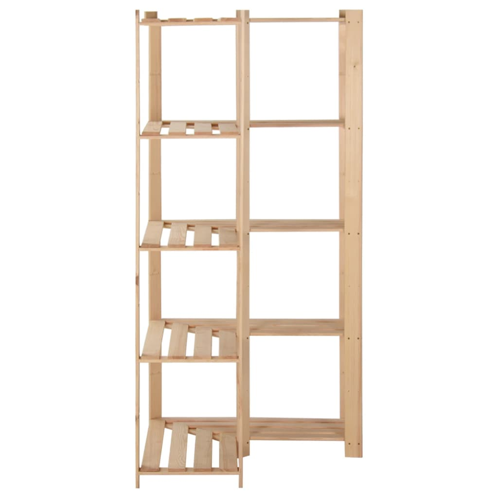 vidaXL 5-Tier Storage Corner Rack 32.5"x32.5"x66.9" Solid Wood Pine