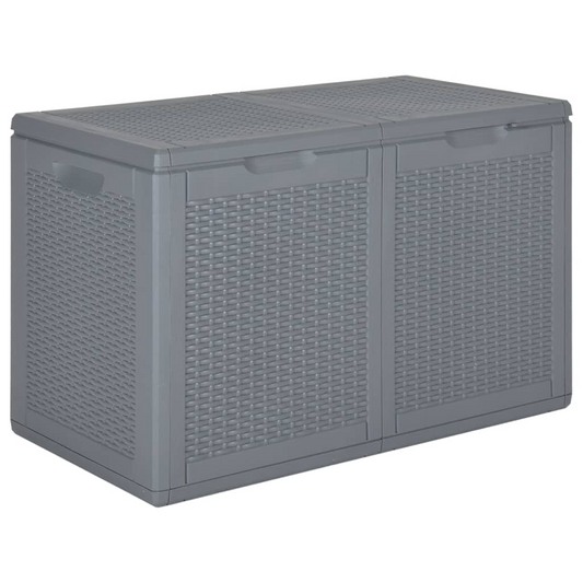 vidaXL Patio Storage Box Gray PP Rattan 47.6 gal