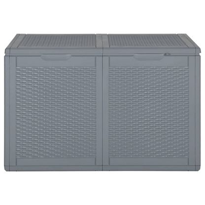 vidaXL Patio Storage Box Gray PP Rattan 47.6 gal