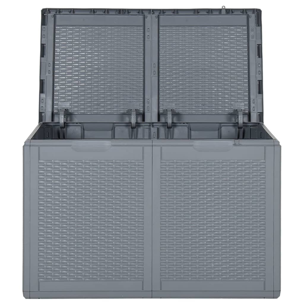 vidaXL Patio Storage Box Gray PP Rattan 47.6 gal