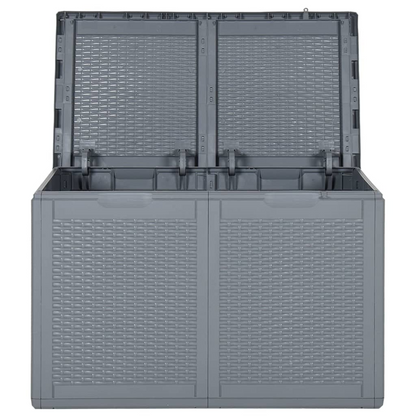 vidaXL Patio Storage Box Gray PP Rattan 47.6 gal