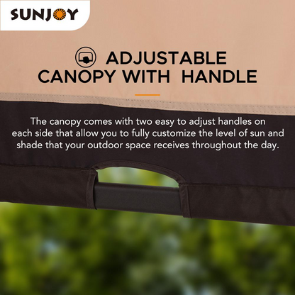 Sunjoy  9 x 11ft Outdoor Steel Arched Pergola with Adjustable Canopy