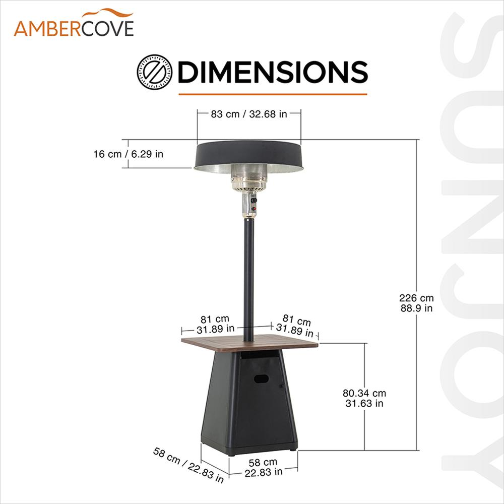 Sunjoy 40,000 BTU Matte Black Steel Frame Outdoor Patio Propane Gas Heater