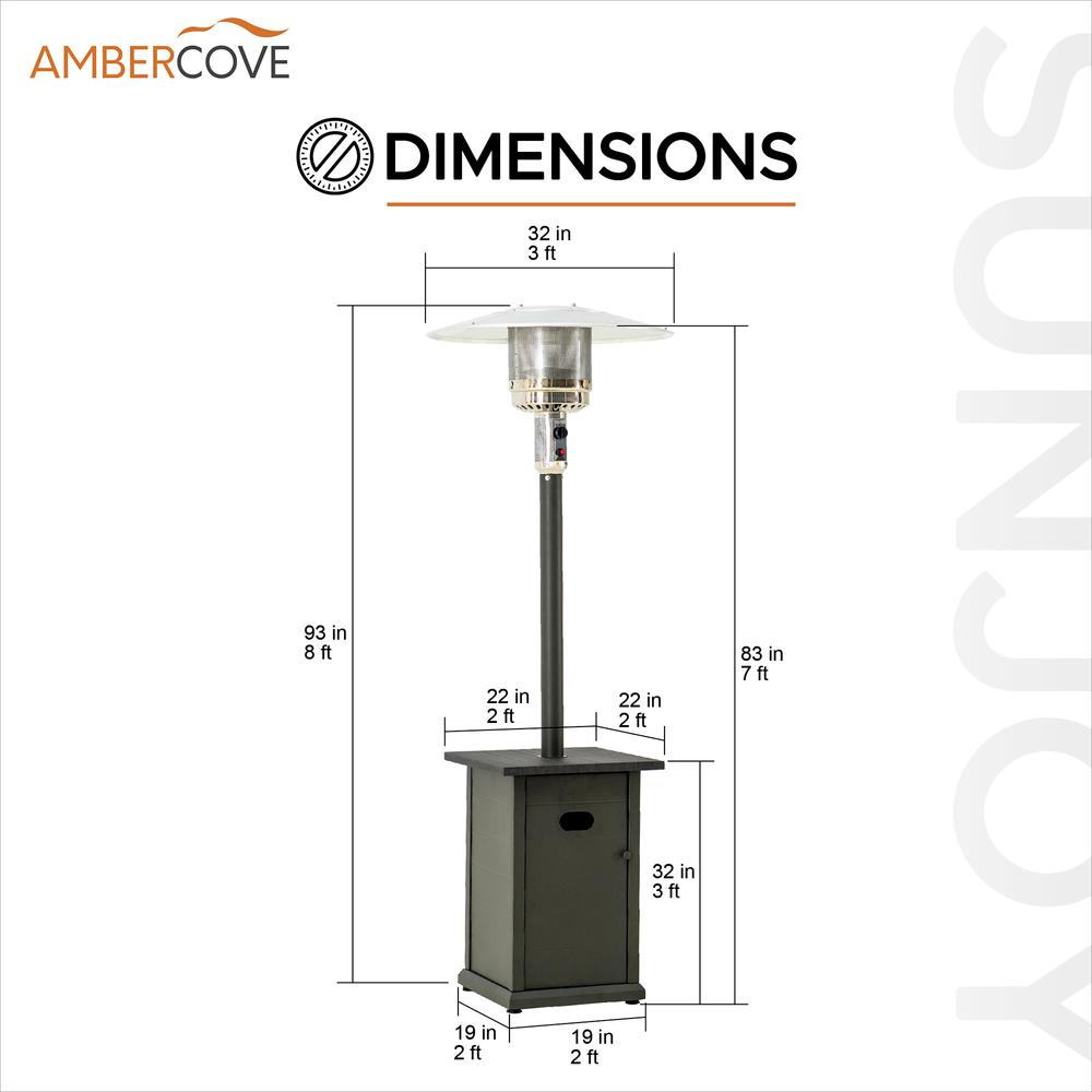 Sunjoy 40,000 BTU Steel Frame Outdoor Patio Propane Gas Heater with Table Top