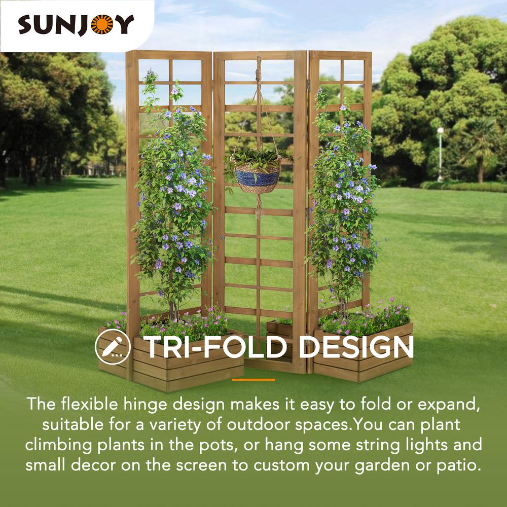 Sunjoy Tri-fold Wood Trellis/Privacy Wall