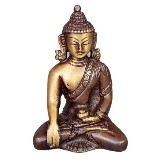 Sitting  Buddha in Meditation Pose two-tone color in Brass