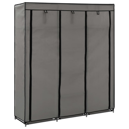 vidaXL Wardrobe with Compartments and Rods Gray 59.1"x17.7"x68.9" Fabric