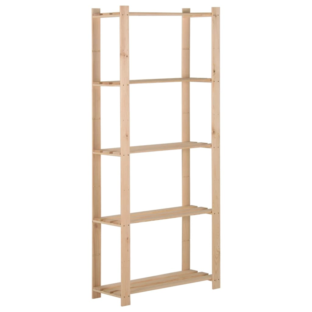 vidaXL 5-Tier Storage Rack 31.5"x11.2"x66.9" Solid Wood Pine