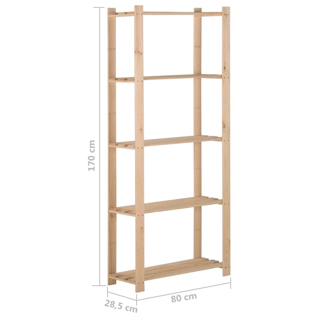 vidaXL 5-Tier Storage Rack 31.5"x11.2"x66.9" Solid Wood Pine