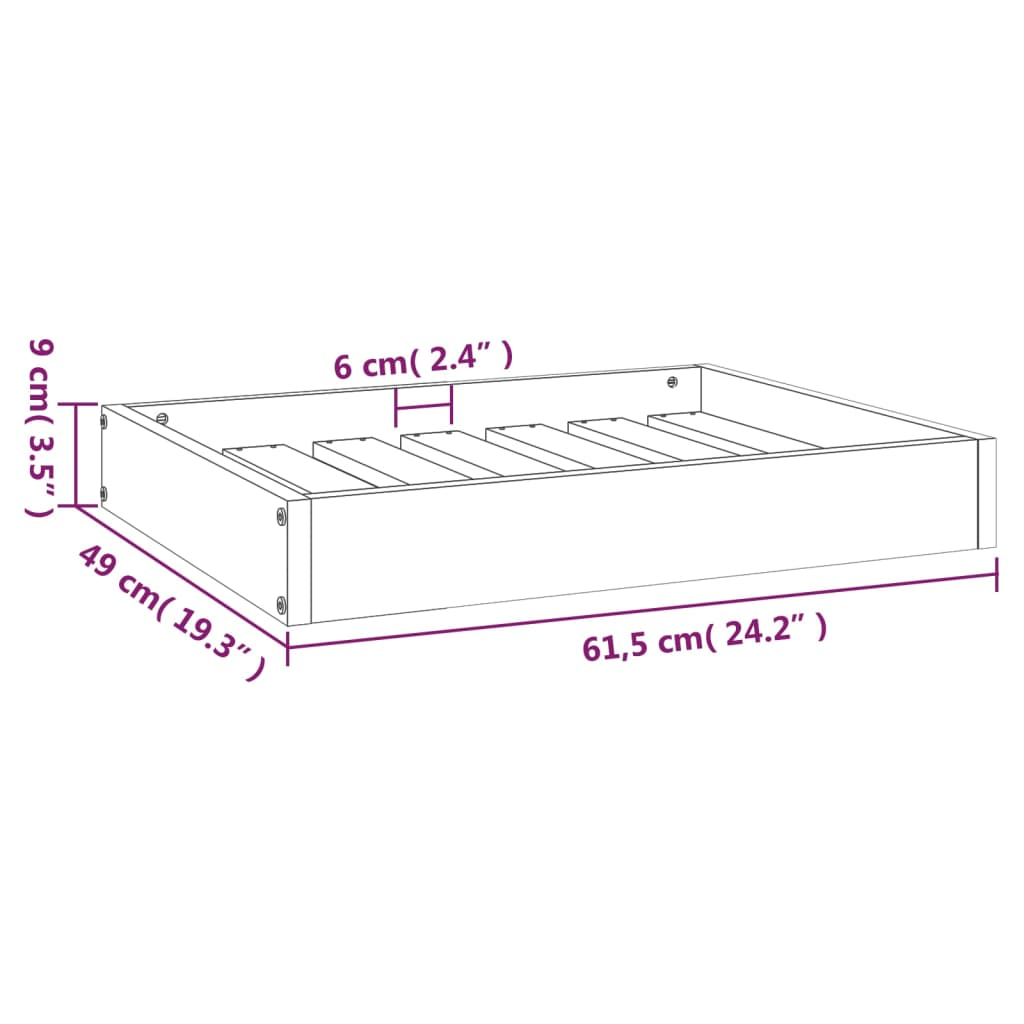 vidaXL Dog Bed 24.2"x19.3"x3.5" Solid Wood Pine