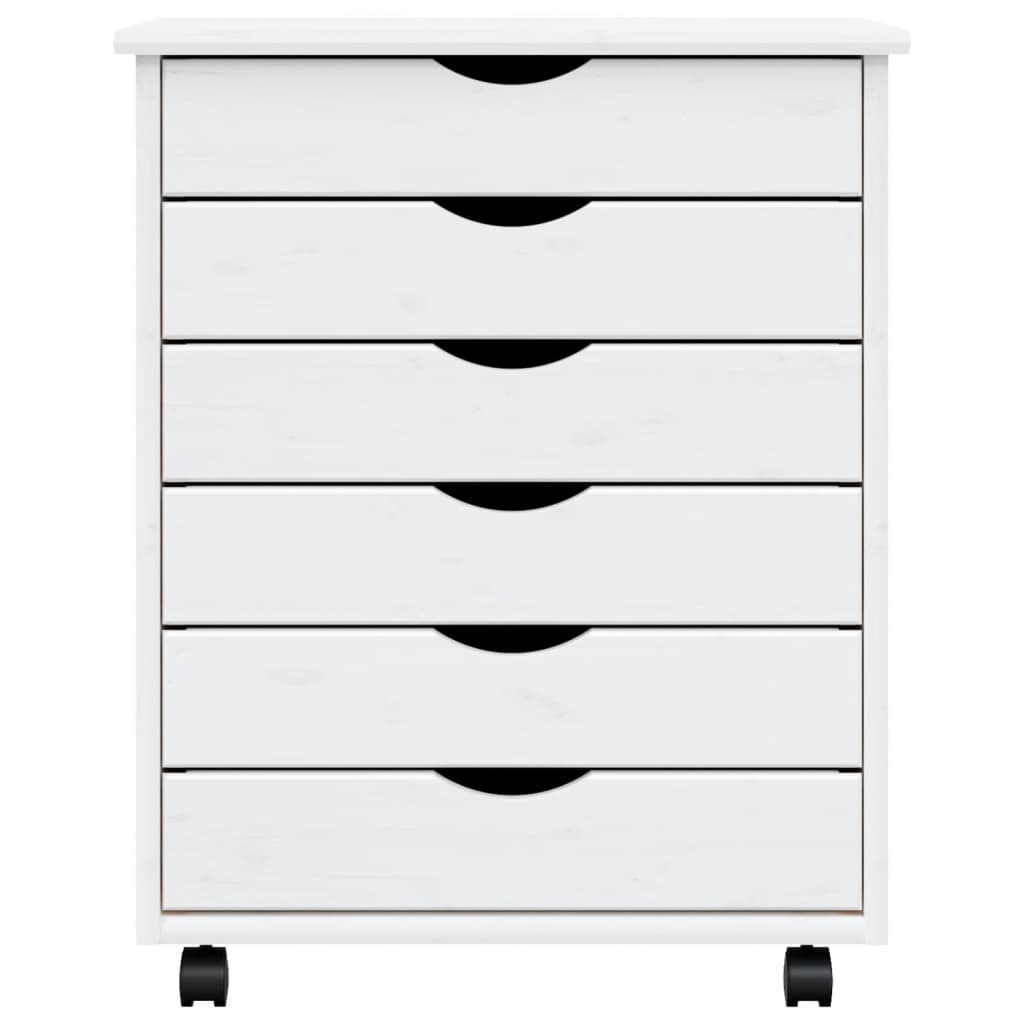 vidaXL Rolling Cabinet with Drawers MOSS White Solid Wood Pine