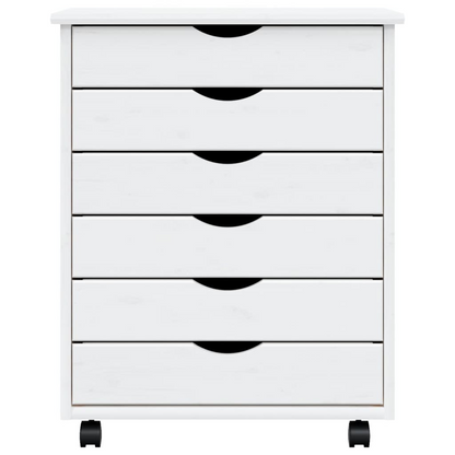 vidaXL Rolling Cabinet with Drawers MOSS White Solid Wood Pine