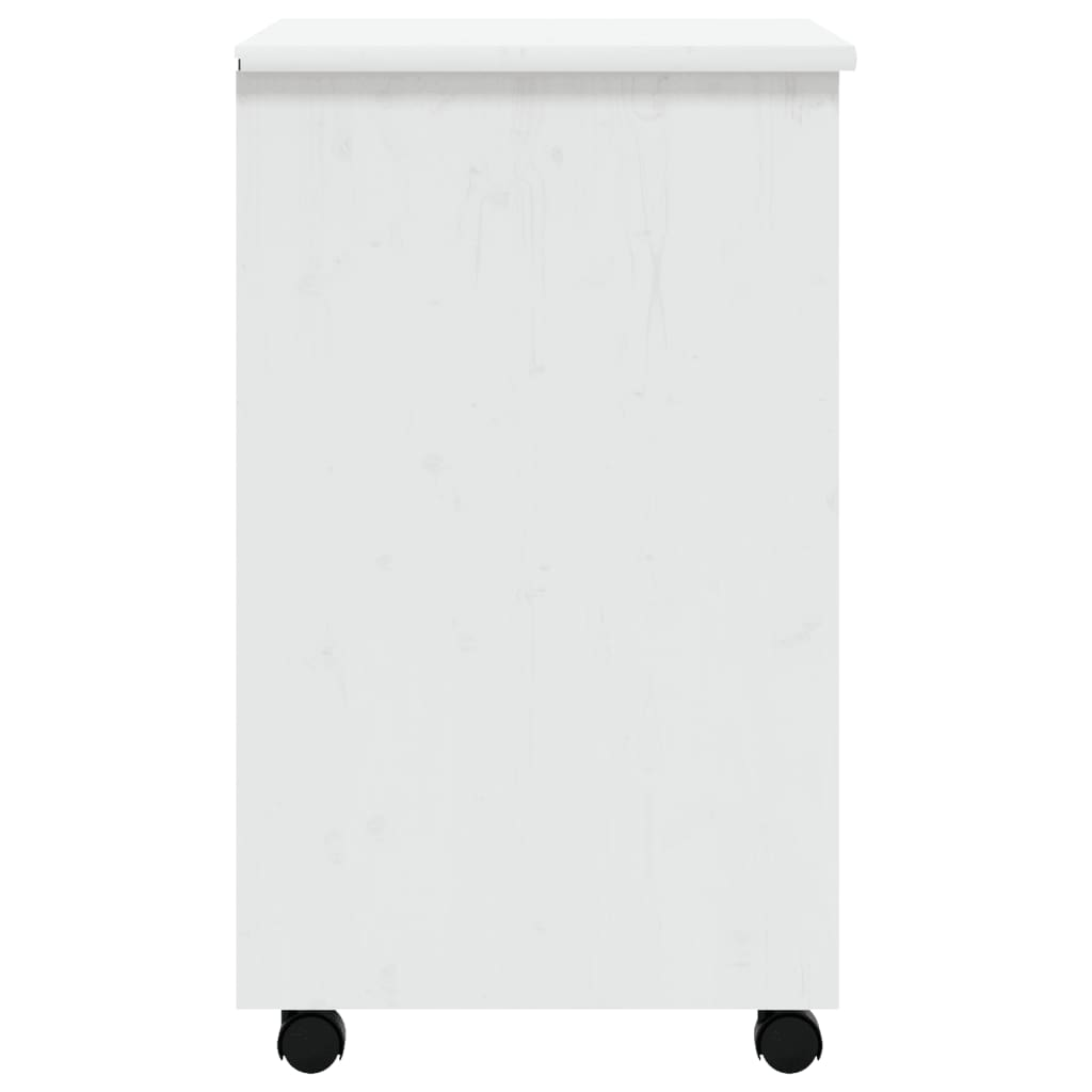 vidaXL Rolling Cabinet with Drawers MOSS White Solid Wood Pine