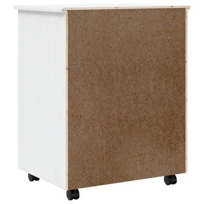 vidaXL Rolling Cabinet with Drawers MOSS White Solid Wood Pine