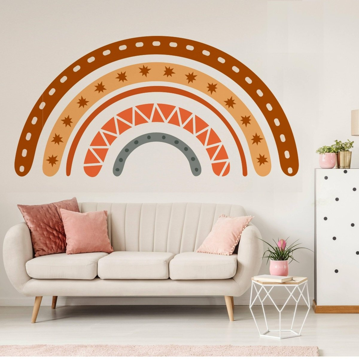 Boho Chic Multicolor Wall Artwork - Artistic Bohemian Rainbow Paintings for Wall Display