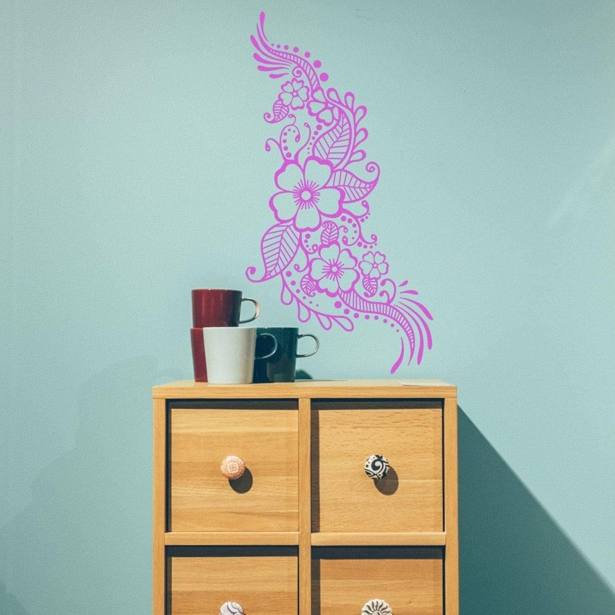 Henna Art Inspired Wall Decal, Sophisticated Wall Tattoo Sticker