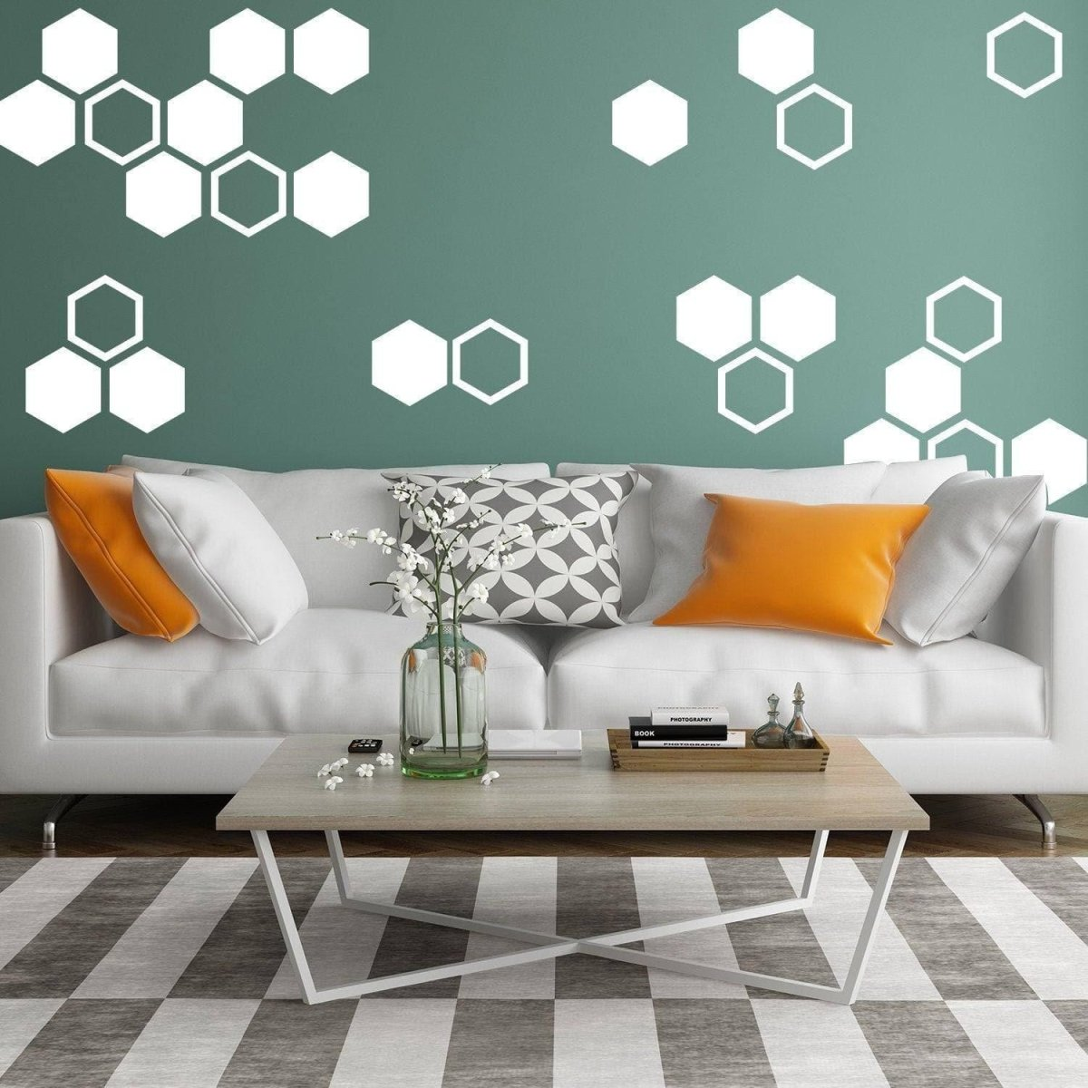 Elegant Geometric Hexagon Decals: Golden Hive Wall Stickers for Stunning Decor