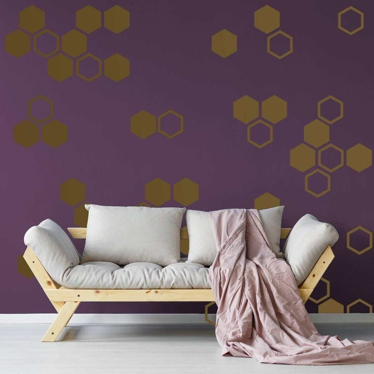 Elegant Geometric Hexagon Decals: Golden Hive Wall Stickers for Stunning Decor