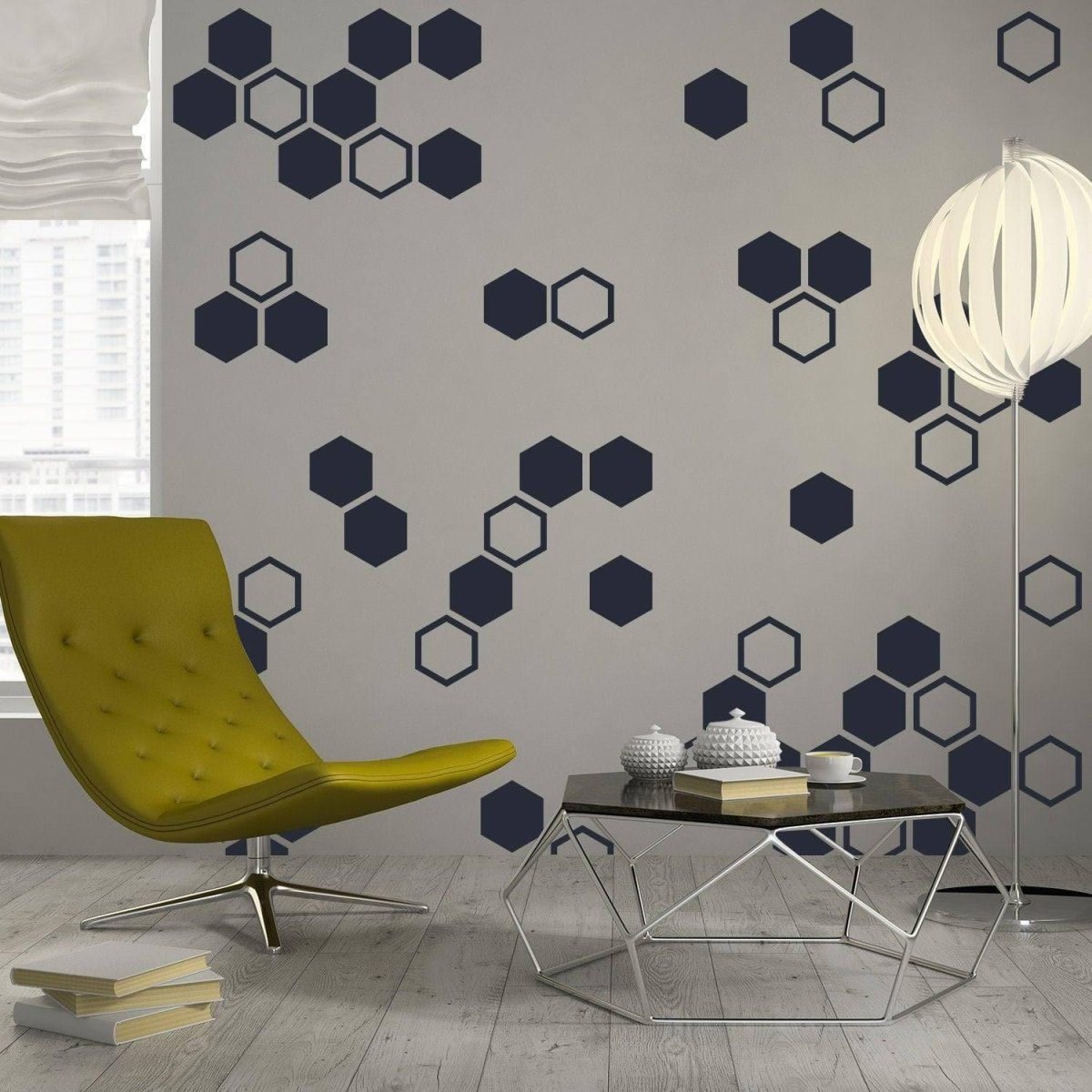 Elegant Geometric Hexagon Decals: Golden Hive Wall Stickers for Stunning Decor