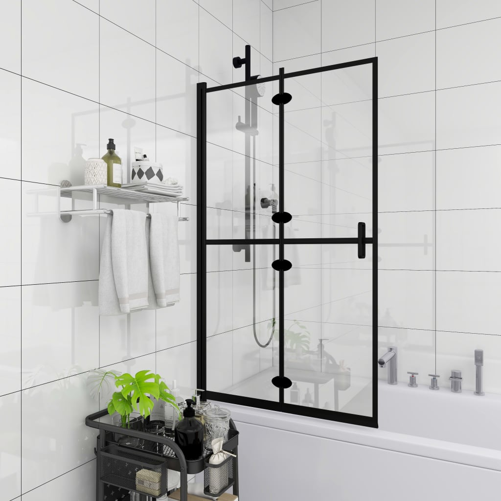 vidaXL Folding Shower Enclosure ESG 39.4"x55.1" Black