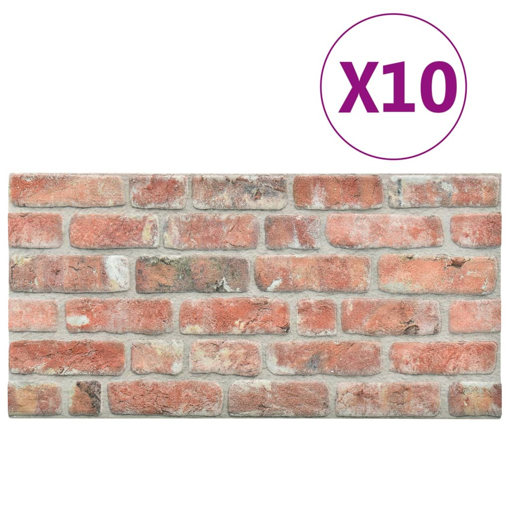 vidaXL 3D Wall Panels with Red Brick Design 10 pcs EPS