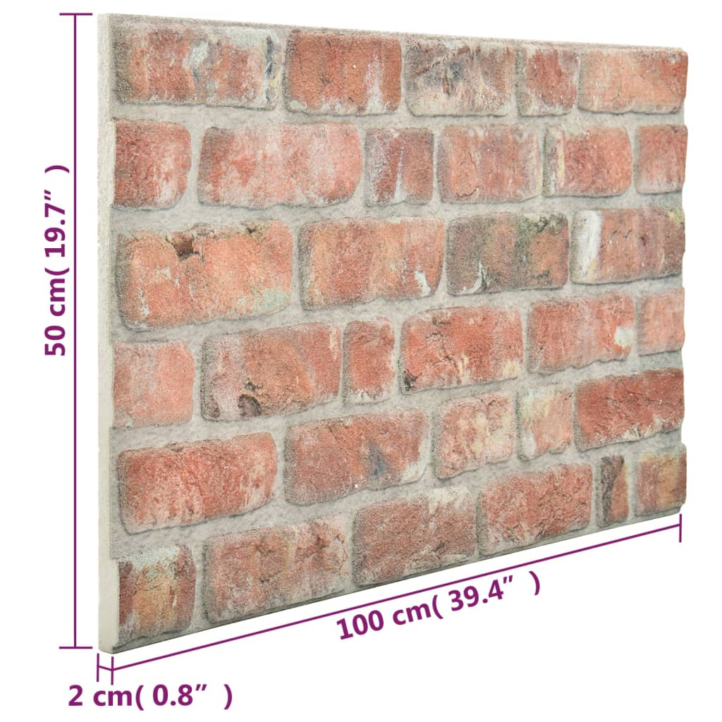 vidaXL 3D Wall Panels with Red Brick Design 10 pcs EPS