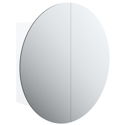 vidaXL Bathroom Cabinet with Round Mirror&LED White 15.7"x15.7"x6.9"