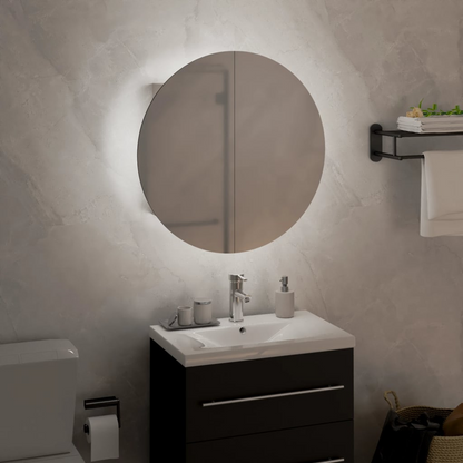 vidaXL Bathroom Cabinet with Round Mirror&LED White 15.7"x15.7"x6.9"