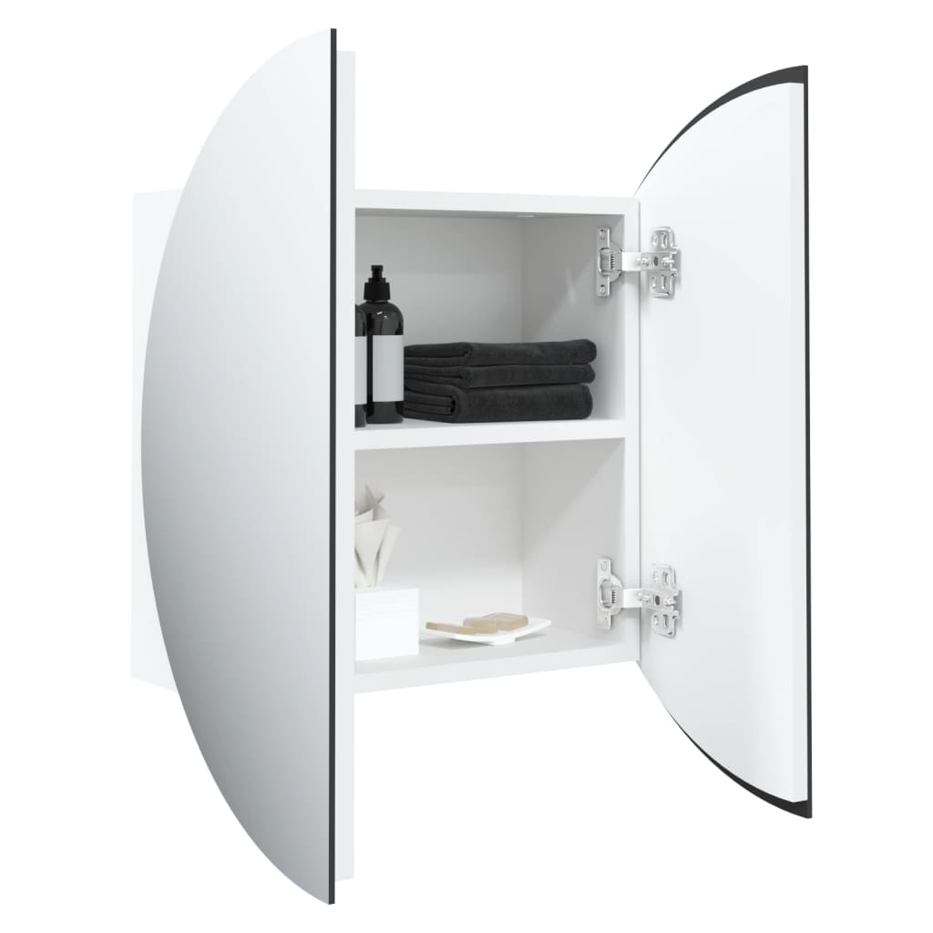 vidaXL Bathroom Cabinet with Round Mirror&LED White 15.7"x15.7"x6.9"